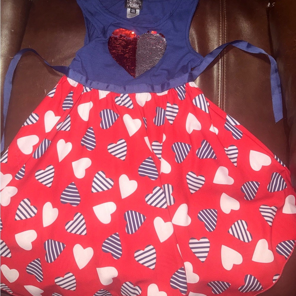 Vibrant Heart Patterned Kids Dress